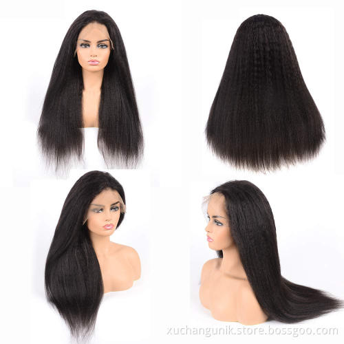 Uniky 150% 180% Density Kinky Straight Human Hair Wigs Lace Front Wigs Kinky Straight 13x6 Lace Frontal Human Hair Wigs
